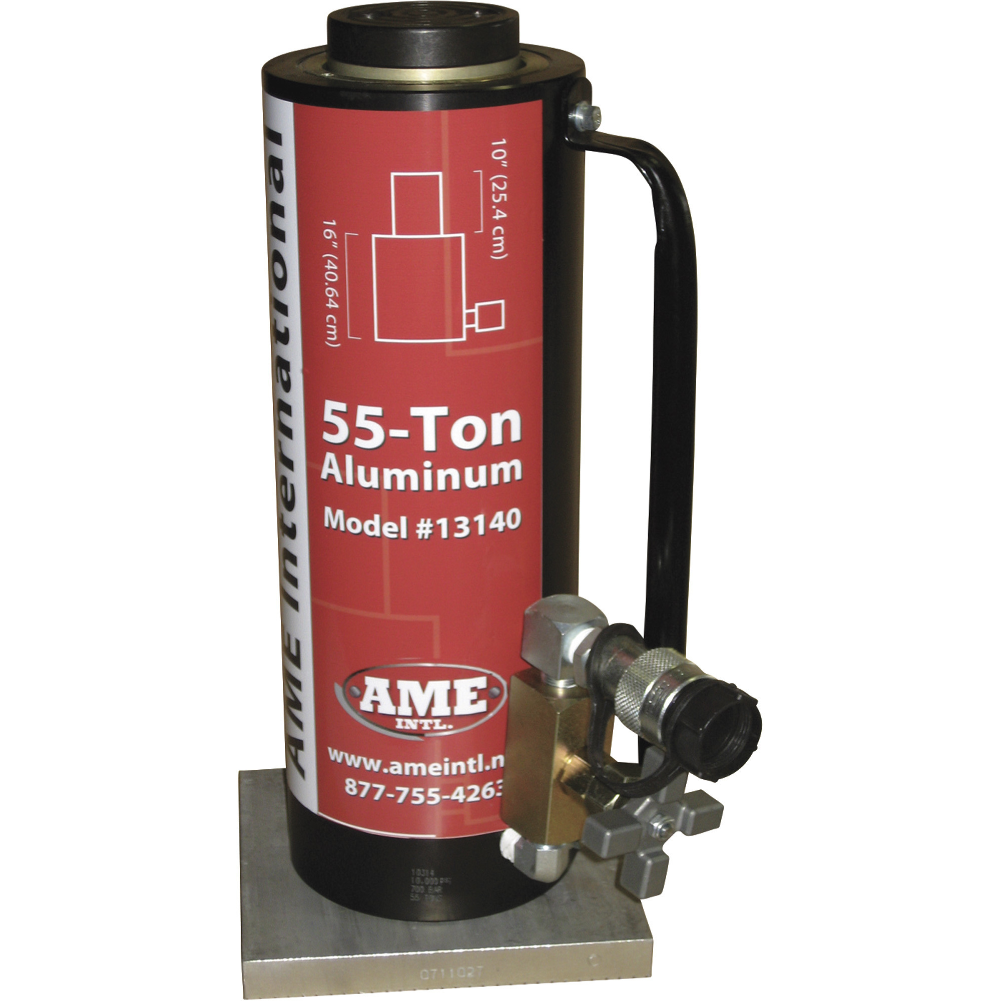Ame International Aluminum Jack, 55-Ton Capacity, 10in. Stroke, Model# 13140